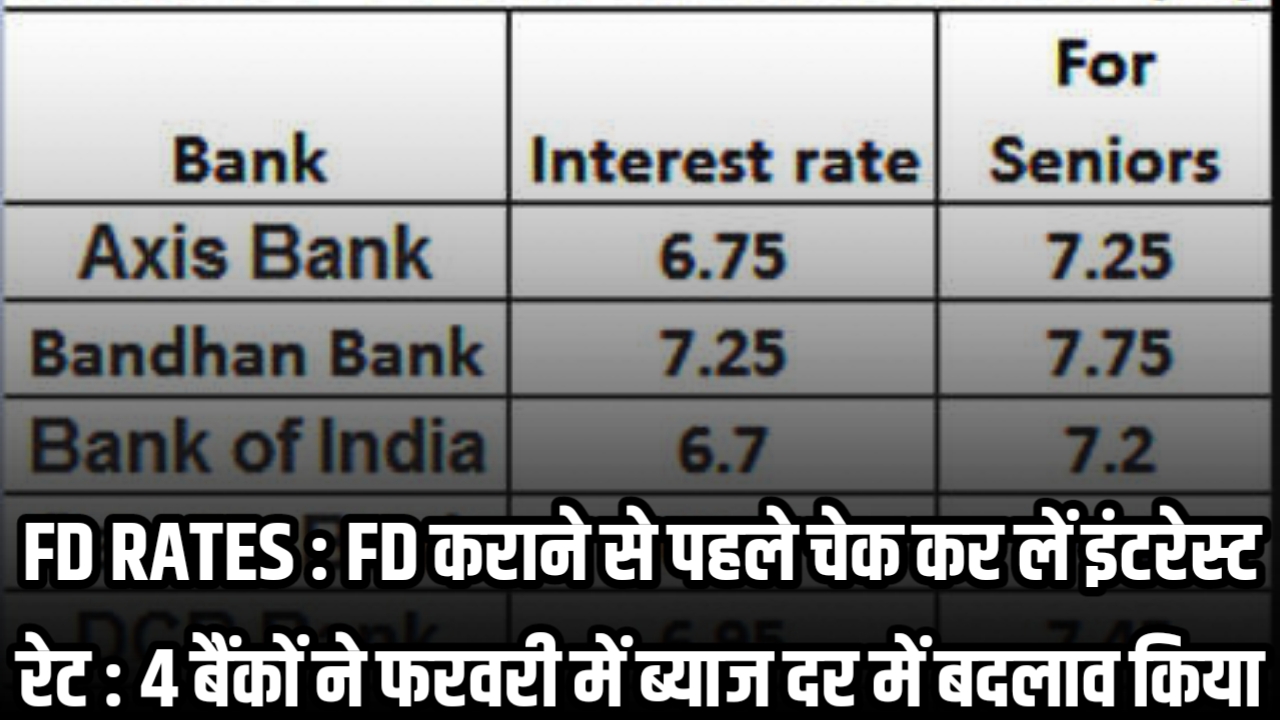 FD RATES : FD कराने से पहले चेक कर लें इंटरेस्ट रेट : 4 बैंकों ने फरवरी में ब्याज दर में बदलाव किया